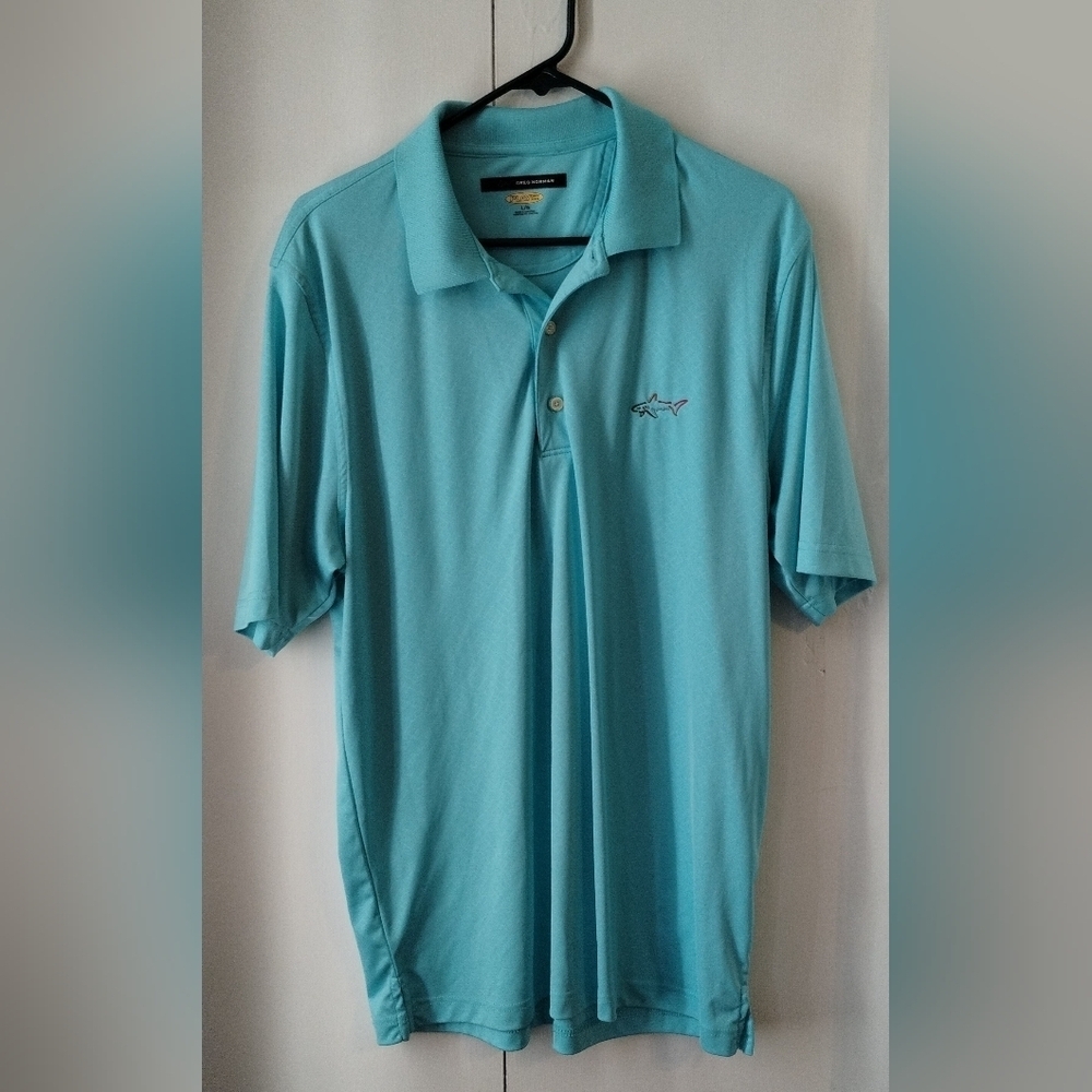 Greg Norman Men's Golf Polo Shirt Light Blue (L)